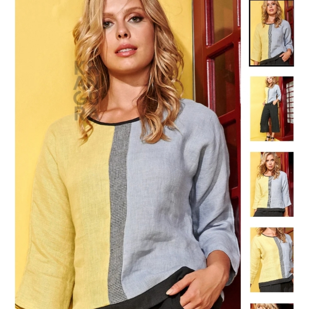 Linen Colorblock Tunic L